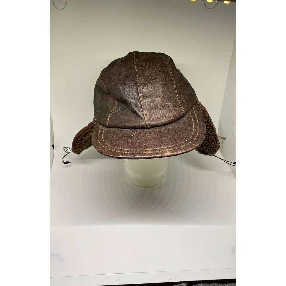 COPY - vintage leather aviation leather hat XS